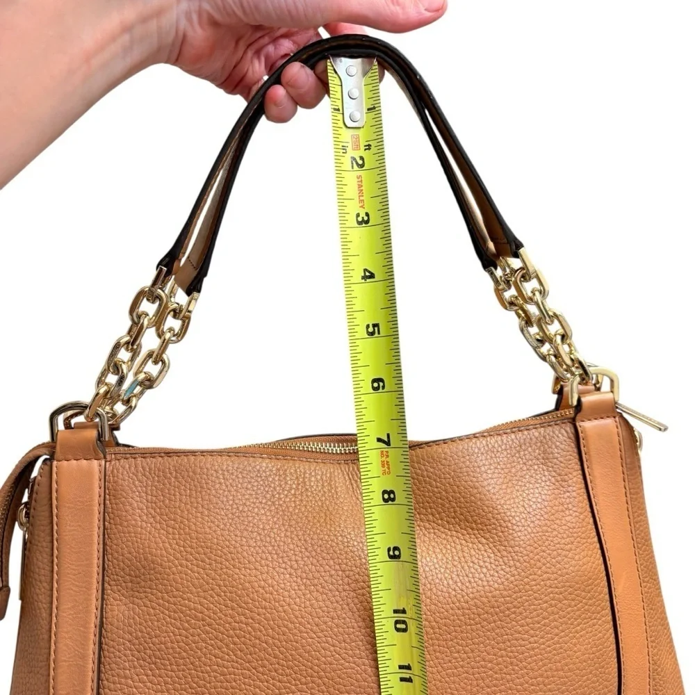 Michael kors brown leather expandable tote bag